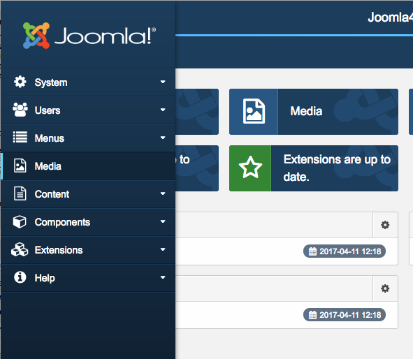 joomla4 admin menu